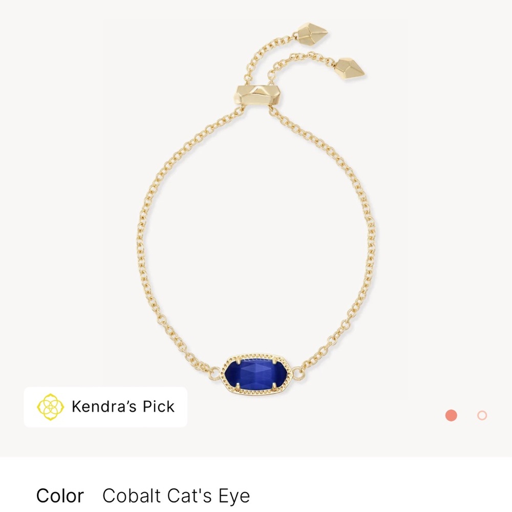 Kendra Scott Elaina Gold Adjustable Chain Bracelet in Cobalt Cat’s Eye